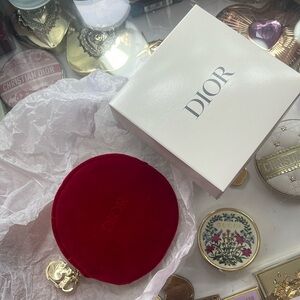 Dior Hypnotic Poison Red Velvet Coin Pouch Case Makeup Bag Set